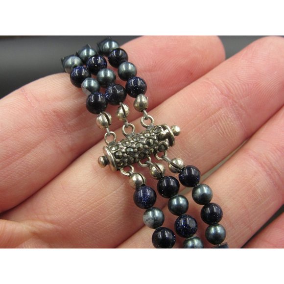 7" Sterling Silver Unique Style Marcasite Gem Bracelet Vintage Elegant Beautiful - Picture 4 of 8